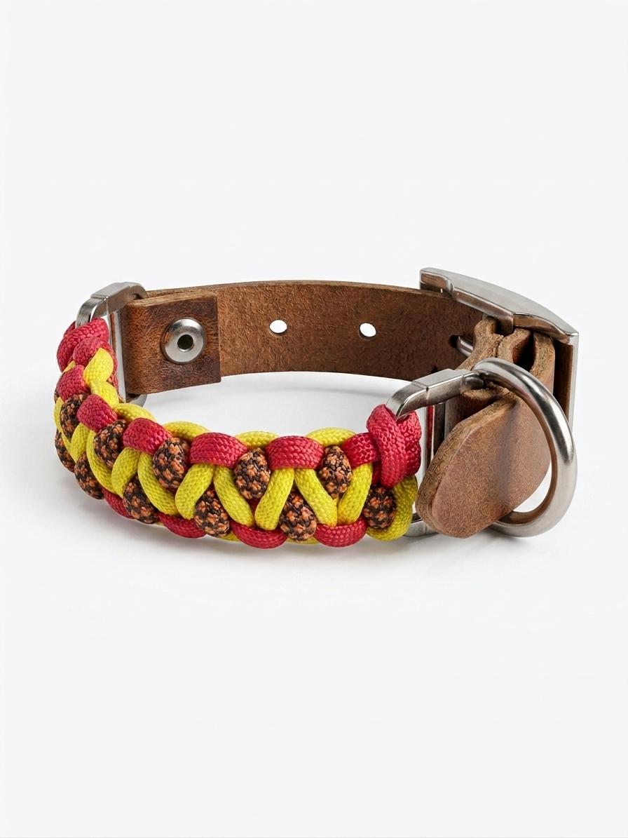 Küçük Irk Paracord & Deri Boyun Tasması 6