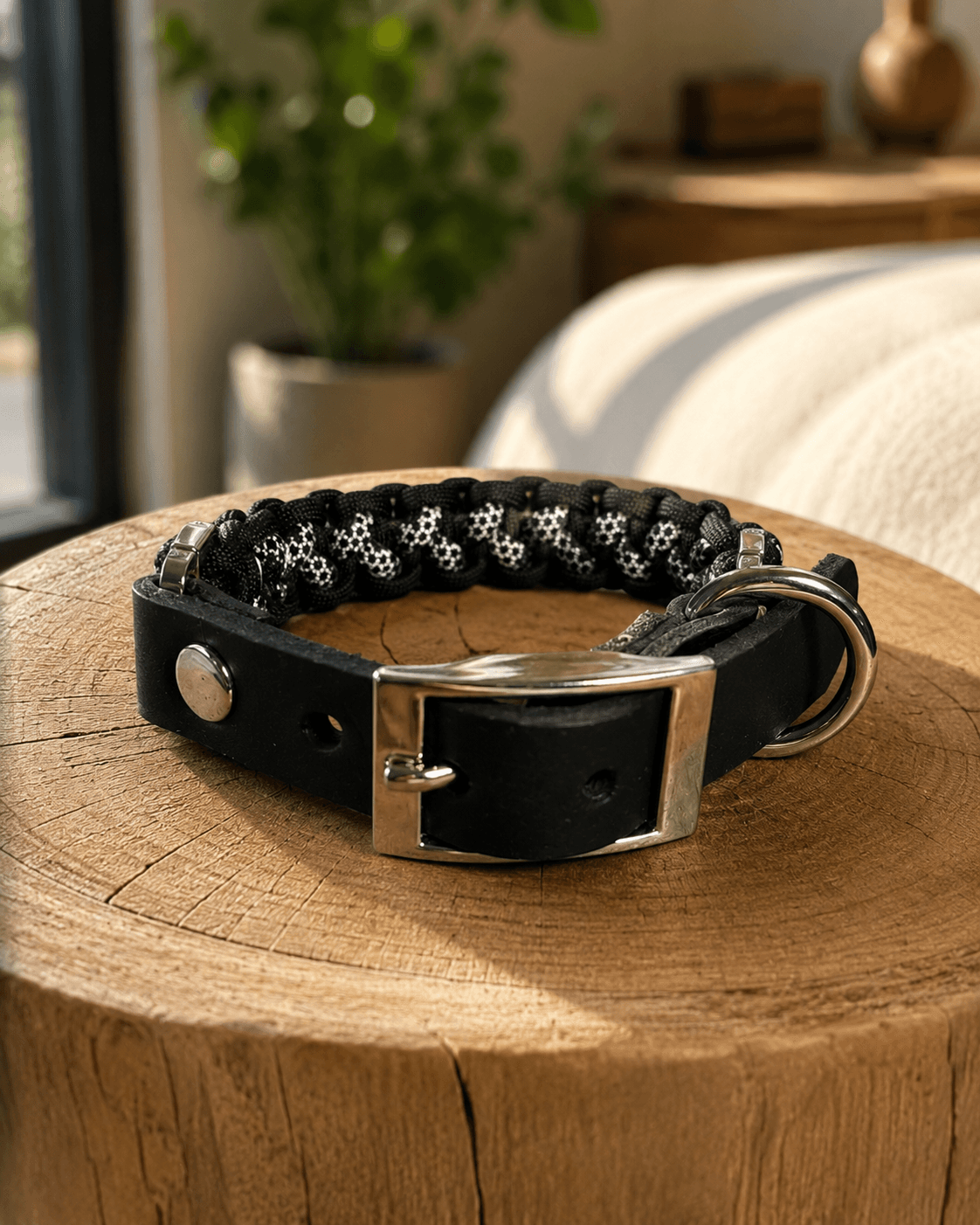 Küçük Irk Paracord & Deri Boyun Tasması 10